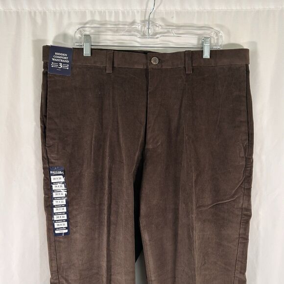 New Haggar Corduroy Pants Men's 38x32 Brown 212 Comfort Waist Classic Fit - Picture 2 of 10